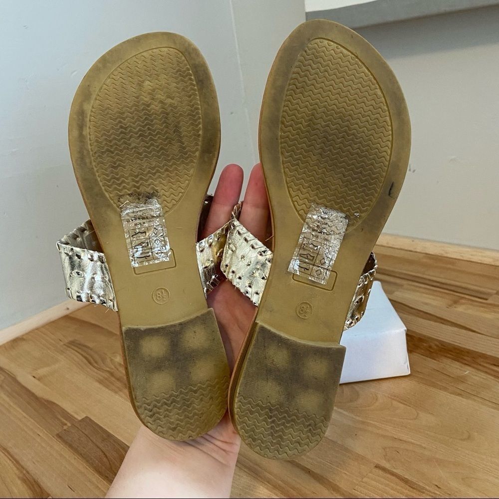 Altar'd State Light Gold 'Rosetta' Style Woven Flat Slide On Sandals Size 8 1/2 - Picture 4 of 10